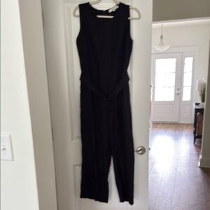 LOFT Black Sleeveless Jumpsuit with Streamlined Silhouette